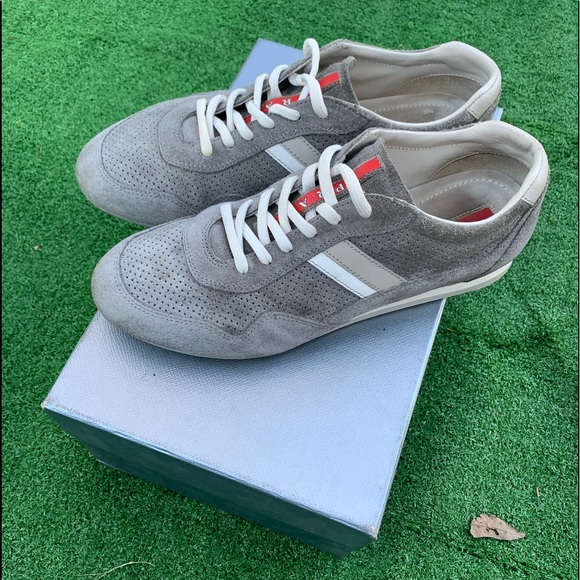 Prada grey suede low top sneakers sz 8 (41) - Picture 4 of 5